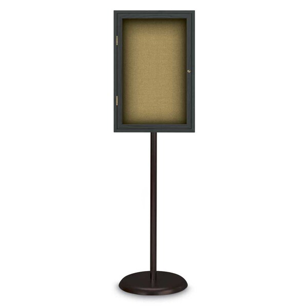Corkboard, Triple Door, Radius Frame, 72x36", Bronze/Buff